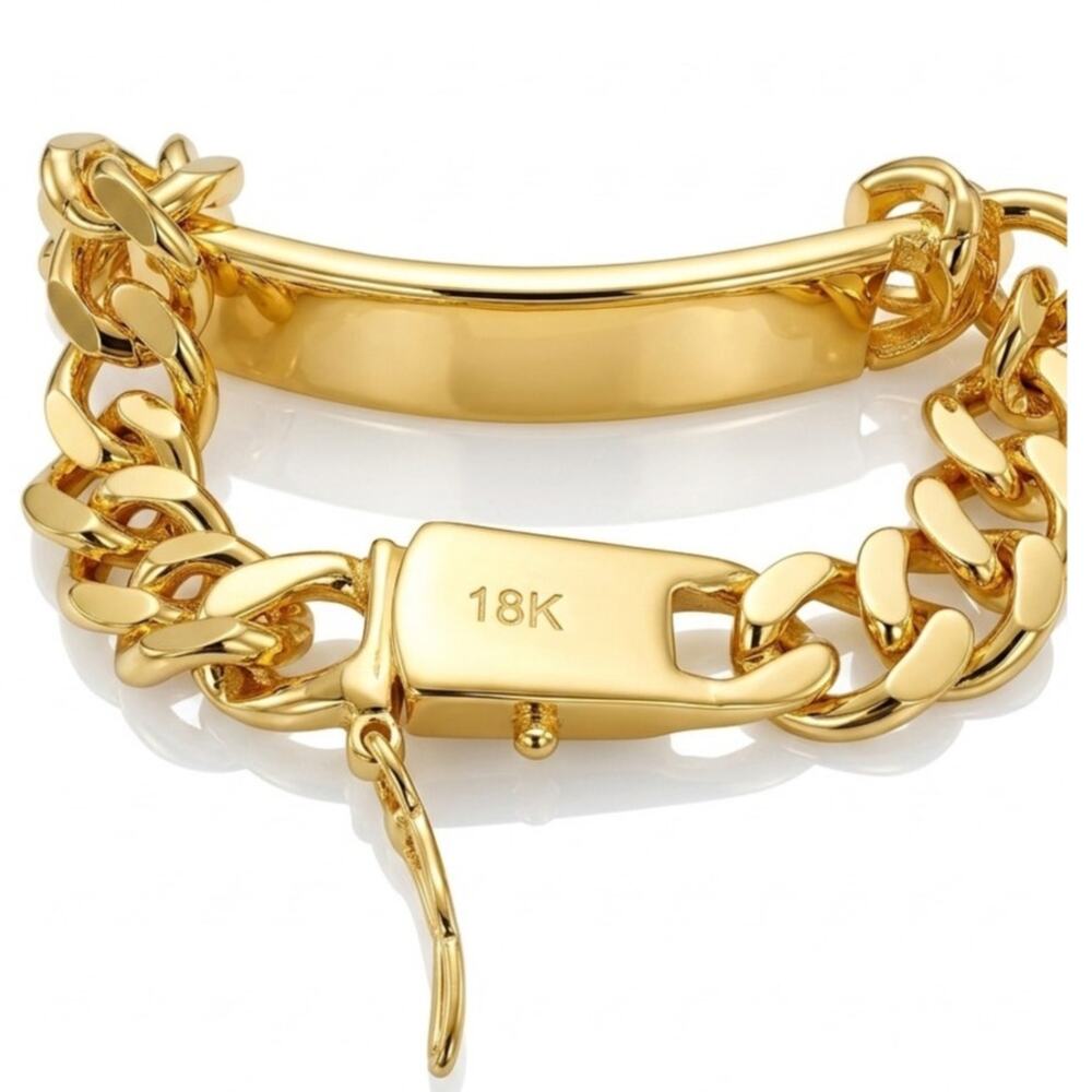 18k Stamped 10MM Gold Plated 20CM  High Quality Bracelet